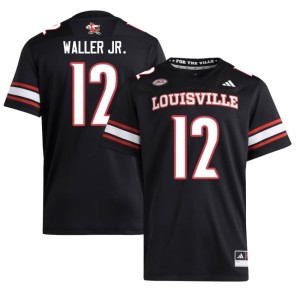 Mens #12 Black College Football Official Louisville DJ Waller Jr. Jersey 206143-373