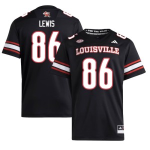 Men Elizjah Lewis #86 College Football Official Louisville Cardinals Black Jersey 538687-181
