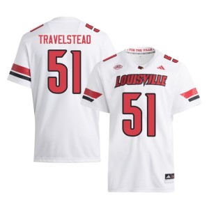 Mens Hayden Travelstead NCAA #51 University of Louisville White College Football Jersey 284442-967