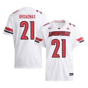 Men's U of L Cardinals Jaydin Broadnax White College Football Alumni #21 Jerseys 140561-238