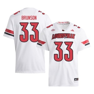 Men's #33 College Football Kris Brunson White Replica UofL Jerseys 760645-269