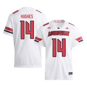 Mens White #14 Stitched College Football Kris Hughes Louisville Jersey 587566-564