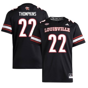 Mens Lekhy Thompkins #22 UL Cardinals College Football High School Black Jersey 663645-345