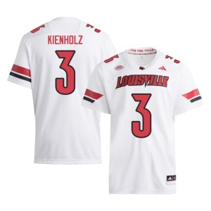 Men's #3 University Lincoln Kienholz Louisville Cardinals White College Football Jersey 305187-396