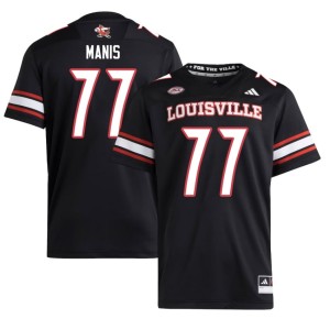 Men's #77 Ryan Manis NCAA Cardiac Cards College Football Black Jerseys 162258-285