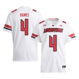 Men White Embroidery #4 TJ Banks College Football University of Louisville Jersey 493022-651