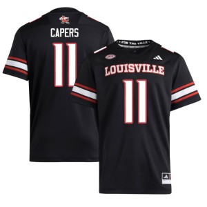Men's T.J. Capers College Football #11 Black Louisville Cardinals Game Jersey 427833-658