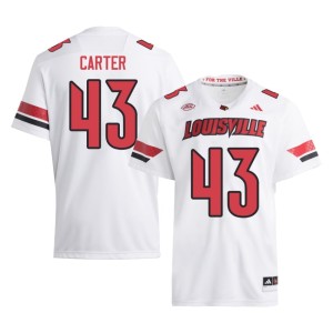 Mens #43 University of Louisville Trent Carter White College Football High School Jerseys 788260-491