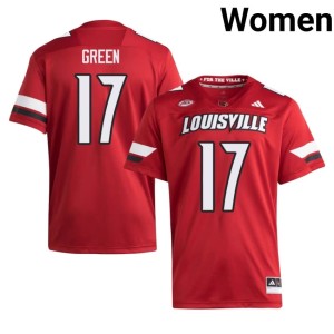 Women AJ Green Card Nation College Football #17 Red Stitched Jerseys 944456-656