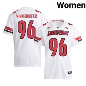 Womens Cardinals #96 White College Football Limited Adam Winkenhofer Jerseys 985158-698
