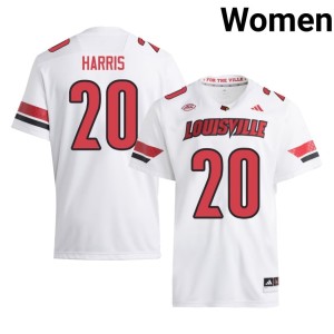 Women's Stitched UL Cardinals #20 College Football White Antonio Harris Jersey 550092-269
