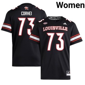 Women's UL Cardinals 2026-27 #73 Black Ben Corhei College Football Jerseys 757626-311
