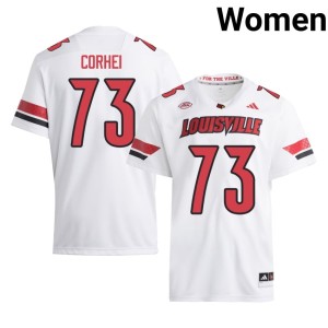 Womens White High School #73 College Football UL Cardinals Ben Corhei Jersey 651770-543