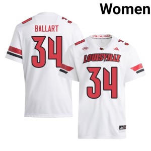 Women Stitched Brady Ballart College Football #34 White Card Nation Jersey 214833-281