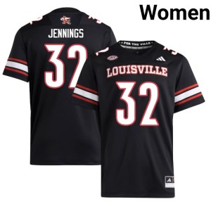 Women Cardiac Cards #32 Player College Football Braxton Jennings Black Jersey 890825-133