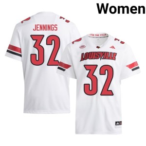 Women College Football Louisville Stitched #32 Braxton Jennings White Jersey 301194-165