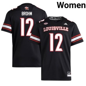 Women Replica University of Louisville Brian Brohm College Football #12 Black Jersey 500859-139