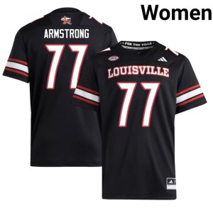 Women's Black #77 Bruce Armstrong College Football UofL NCAA Jerseys 927218-824