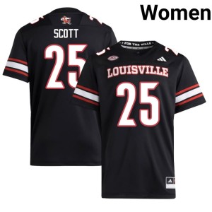 Women's Black UofL #25 Brycen Scott Replica College Football Jerseys 784372-393