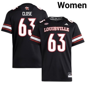 Women Black College Football Bryten Close #63 Louisville Cardinals Official Jersey 272902-129
