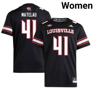 Women Black Caleb Matelau #41 College Football NCAA The Cards Jersey 367666-115