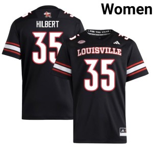Women's High School Black College Football Carson Hilbert #35 UofL Jerseys 529639-969