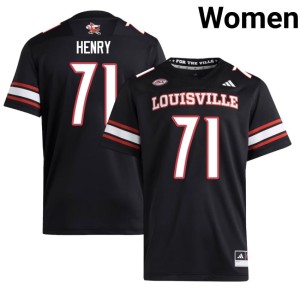 Womens #71 Official Black UL Cardinals College Football Cason Henry Jersey 933036-179