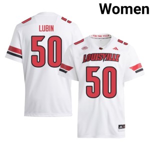 Womens Clev Lubin #50 College Football White Replica University of Louisville Jerseys 883532-495