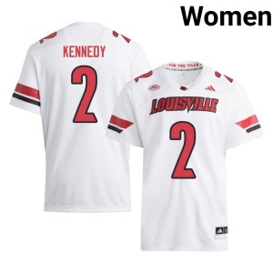 Women College Football Louisville White Demeco Kennedy High School #2 Jerseys 849448-940