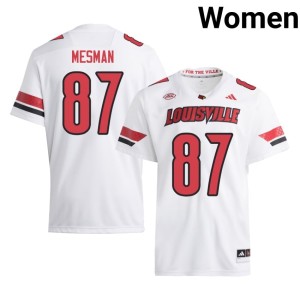 Women #87 Dylan Mesman College Football UofL White Embroidery Jerseys 239576-366