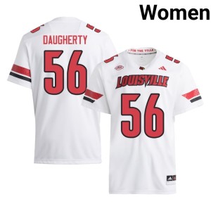 Womens Eryx Daugherty White #56 UofL University College Football Jerseys 810309-653