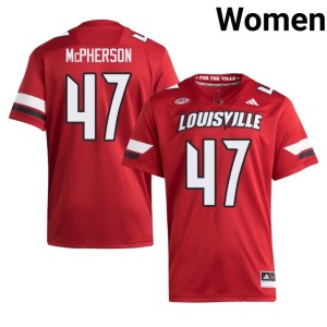 Women's #47 UofL Garion McPherson Red Player College Football Jerseys 473521-555
