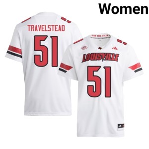 Women's Hayden Travelstead College Football U of L Cardinals Player White #51 Jersey 721137-777