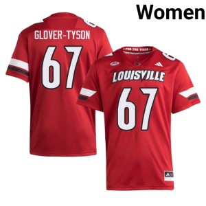 Women College Football Red Game James Glover-Tyson UL Cardinals #67 Jerseys 129973-963