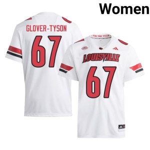 Womens White College Football #67 Louisville Cardinals Game James Glover-Tyson Jerseys 988046-349
