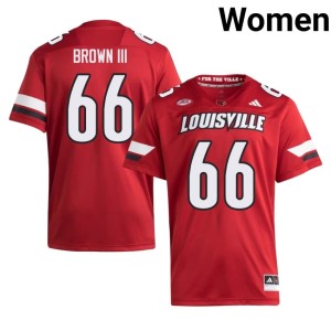 Women Cardinal Nation College Football Johnnie Brown III Limited #66 Red Jerseys 446280-621