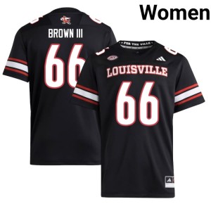 Women University of Louisville Johnnie Brown III Black High School College Football #66 Jerseys 486972-651