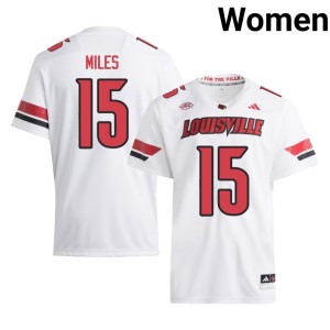 Women White U of L Cardinals Julius Miles College Football Game #15 Jersey 563571-822