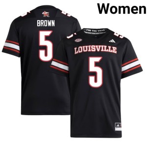 Women Game Keyjuan Brown College Football #5 Black University of Louisville Jersey 975001-467