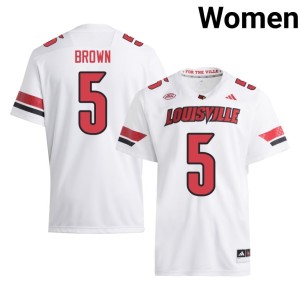 Women Louisville Cardinals #5 White Game Keyjuan Brown College Football Jerseys 850807-273