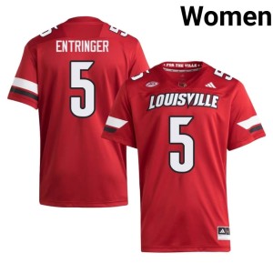 Women's U of L Cardinals College Football Red Replica Koen Entringer #5 Jerseys 259324-818