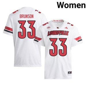 Womens Louisville White Kris Brunson College Football Limited #33 Jersey 926055-954