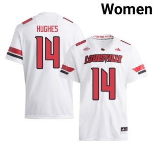 Women College Football White Replica U of L Cardinals Kris Hughes #14 Jerseys 373639-581