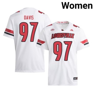 Women Game College Football UofL Maurice Davis #97 White Jerseys 369285-345