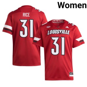 Womens Official Micah Rice College Football #31 Red UofL Jersey 808767-578