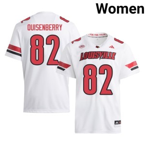 Women's White #82 Embroidery Montavin Quisenberry Louisville College Football Jersey 179021-994