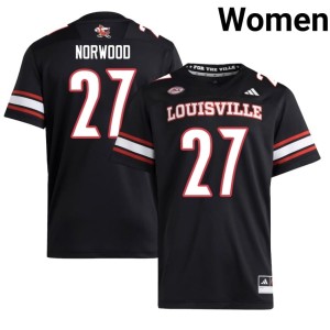 Women's Myles Norwood #27 College Football Embroidery UL Cardinals Black Jerseys 880641-782