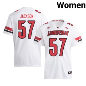 Women's White College Football Louisville Player #57 Naeer Jackson Jerseys 535032-463