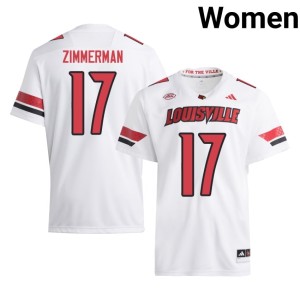 Women Official Louisville Cardinals White #17 College Football Ryan Zimmerman Jerseys 643824-747