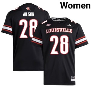 Women Black #28 College Football Santana Wilson Replica University of Louisville Jersey 618989-609